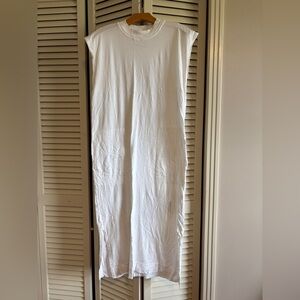 Women’s White Maxi Dress - Sleeveless Crew Neck